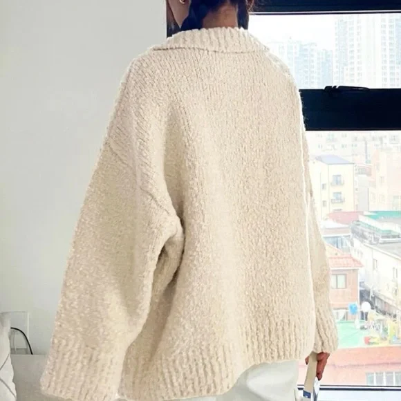 Half button drop shoulder sweater - Picture 2 of 7